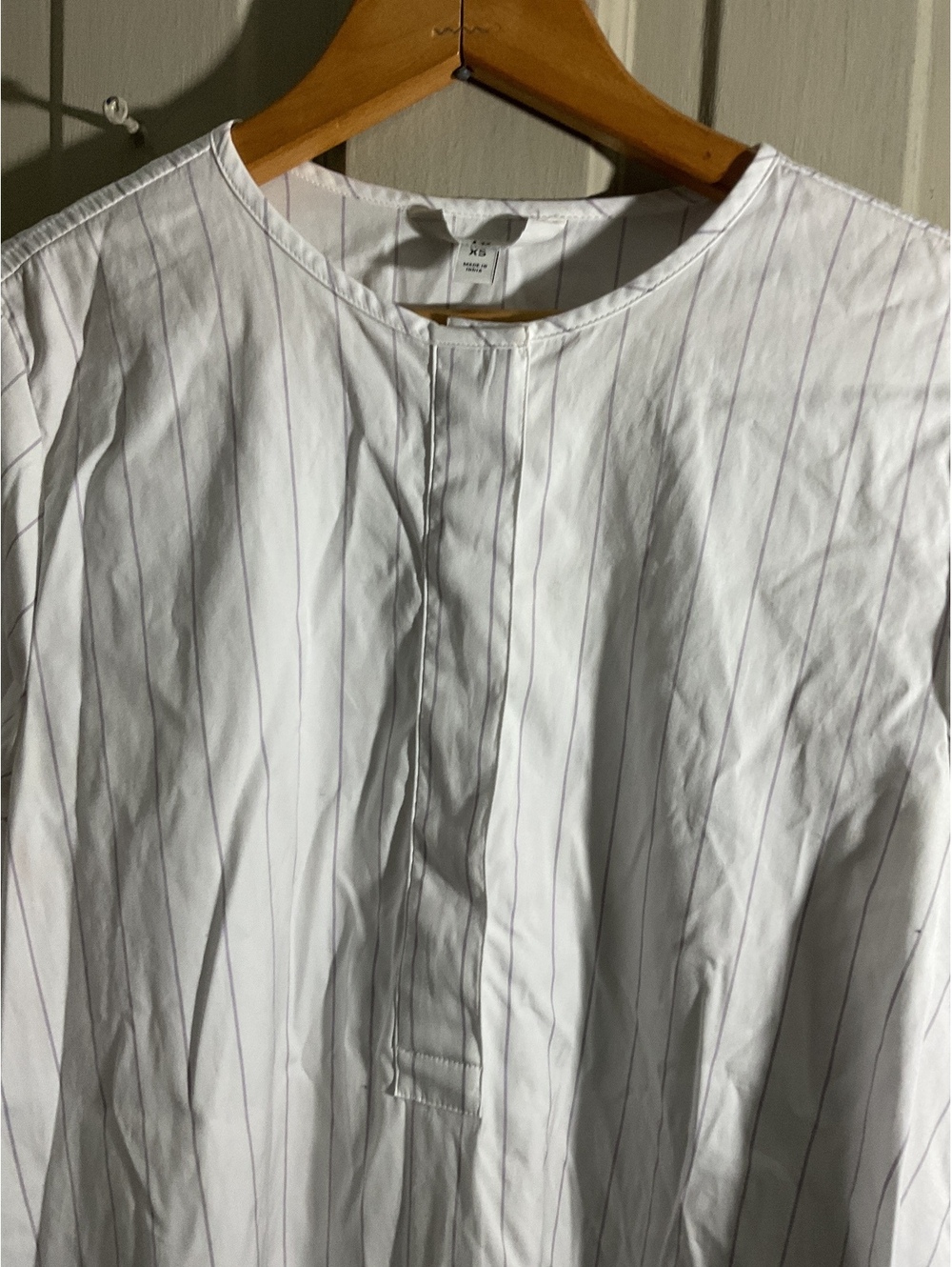BR XS White and Lavender Cotton Striped Shirt Dress - Picture 4 of 10